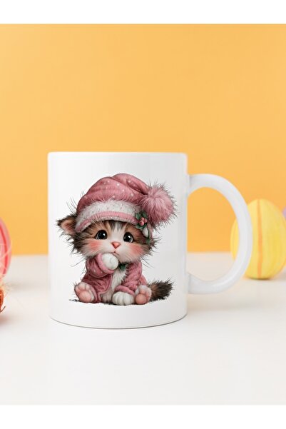 IŞILAY PROMOSYON كوب قهوة لطيف بتصميم قطة الكريسماس موديل 3
