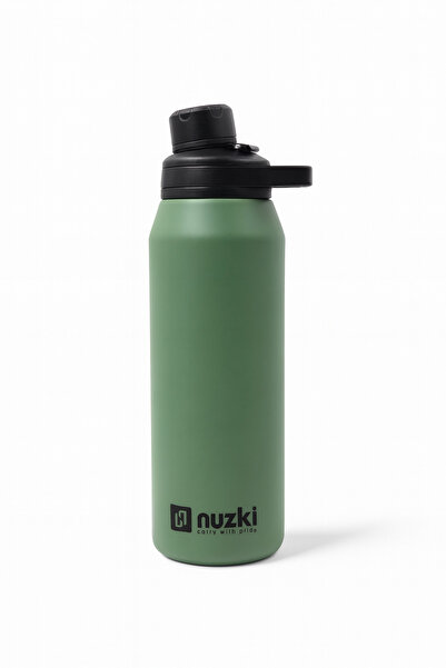 nuzki 1000ml Hot & Cold Bottle | Double Wall Steel | Flip-Top Sports Lid