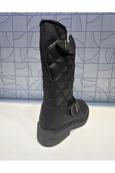 Riccardo Colli Harley Unisex Чорні шкіряні чоботи Короткі чоботи