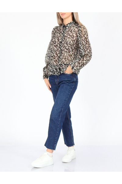 Stradivarius Shirt, Black floral