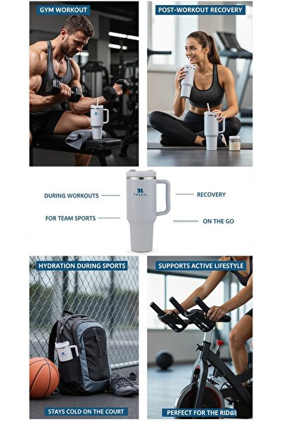 Generic 3L 1.18L Tumbler Stainless Steel Vacuum Insulated Bottle, Coffee Tumbler with Lid & Straw (Blue)