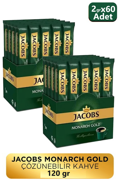 Jacobs قهوة مونارك جولد قابلة للذوبان 30 كيس × 2 جرام × 2 عبوة