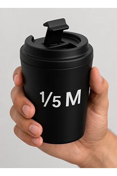 Generic 1/5M Mug 360ml Thermal Travel Mug, Vacuum Insulated Reusable Coffee Cup with Lid (Black)