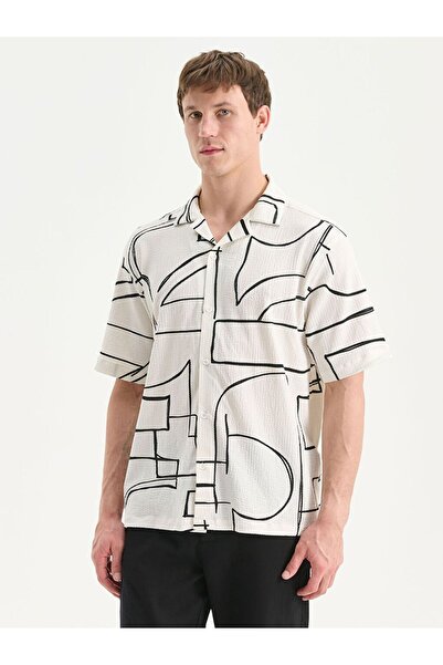 LC Waikiki Regular Fit Short Sleeve Patterned Viscose Men's Shirt