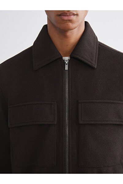 LC Waikiki Ανδρικό παλτό με γιακά πουκάμισο Vision Brown Standard Fit