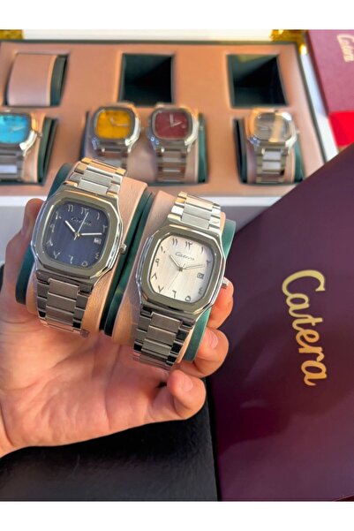 catera Limited-time offer: Men's stainless steel watches, silver case, white and silver dial, navy blue dial, Arabic numerals