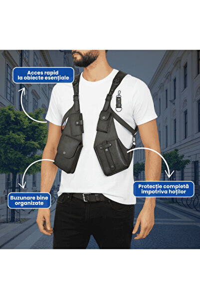 OferteTop Stylish and Practical Leather Anti-Theft Vest with Shoulder Strap and Secure Pockets