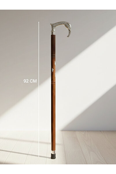 moryconcept Fil Başlıklı Pirinç Baston – 92 cm Ahşap Gövdeli Şık Baston