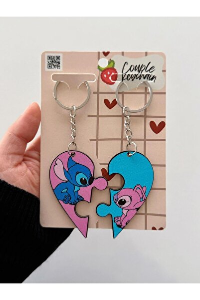 Planet Butik سلسلة مفاتيح على شكل لغز ستيتش مكونة من قطعتين