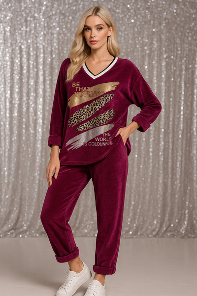 LaraLisa Velvet Women's Top and Bottom Set