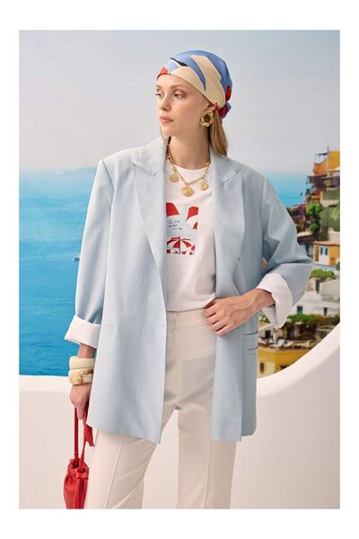 LC Waikiki Modal Loose Cut Blazer Jacket Baby Blue