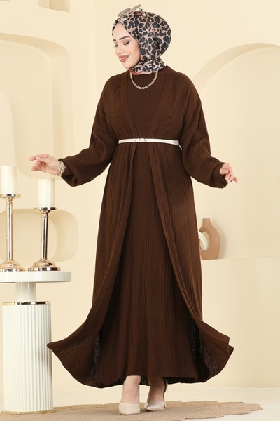 ModaMerve Yarım Boğazlı İkili Takım 7080HBS856-MS Kahve