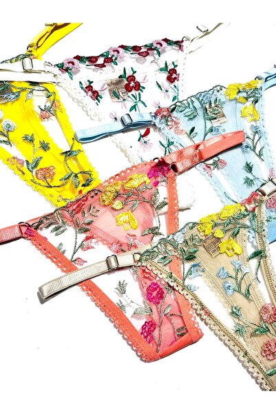 mendoza store Ρυθμιζόμενο εσώρουχο με δαντέλα με λουλούδια 5 τμχ