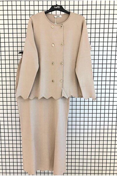 Armine Asymmetrical Cut Skirted Knitwear Set (Slim-Fit)