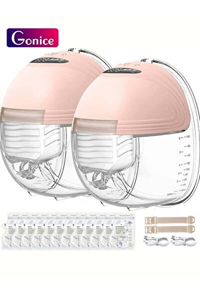 Gonice مضخة ثدي كهربائية مزدوجة قابلة للارتداء بدون استخدام اليدين مع 30 كيسً...