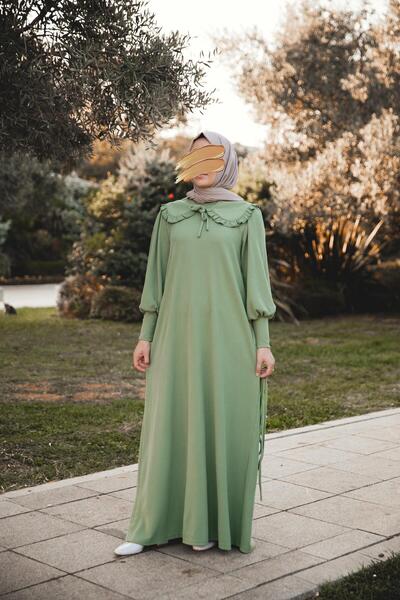 H HİJAB CENTER Çağla Peter Pan collar Piece Dress Nsr 5106