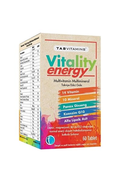 Tab İlaç Tabvitamins Vitality Energy 60 Tablets