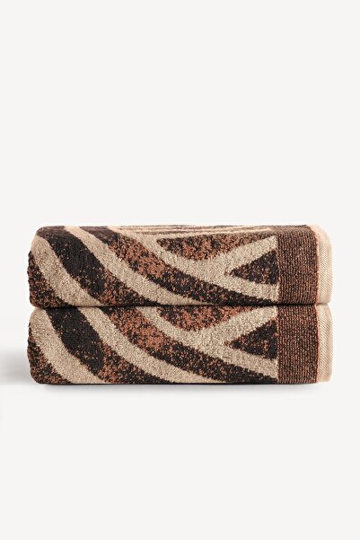 Cherx Pluma Yarn Dyed 2-Piece Bath Towel Set Caramel 76X150