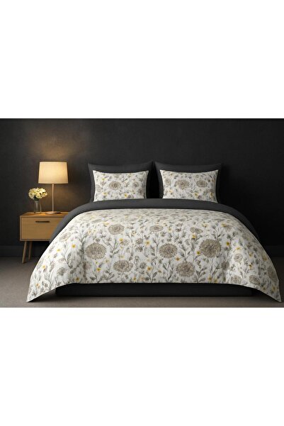 MyStory Home Single Size Fitted Sheet Duvet Cover Set Jaune Füme