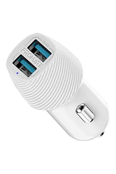 Promate شاحن سيارة VolTrip-Duo 3.4A (أبيض/فضي)