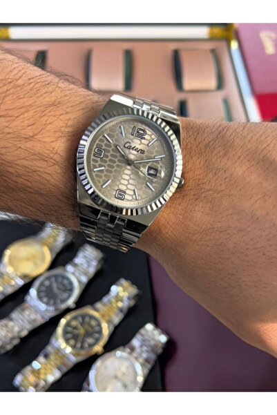 catera Limited-time offer: Men's watches with a silver steel strap, gray dial, and metallic finish.