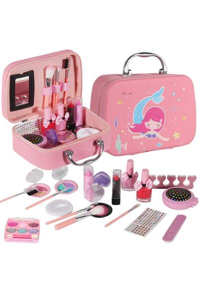 BLOOMING TIME Children's Cosmetics Makeup Simulation Toy Princess Makeup Bag Set Lipstick Eyeshadow
