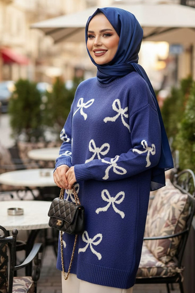 N.S NEVA STYLE Πλεκτό πουλόβερ με σχέδιο κορδέλας λεβάντας 8754LV