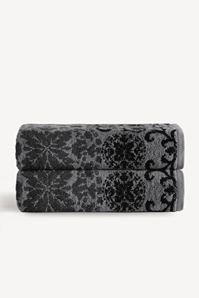Cherx Matilda Yarn Dyed 2-Piece Bath Towel Set Anthracite 76X150