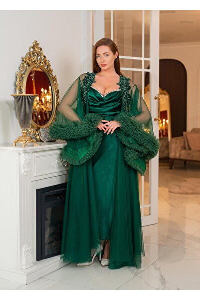 Limas lingerie Special Design Diamond, Lace Detail 2-Piece Long Dressing Gown