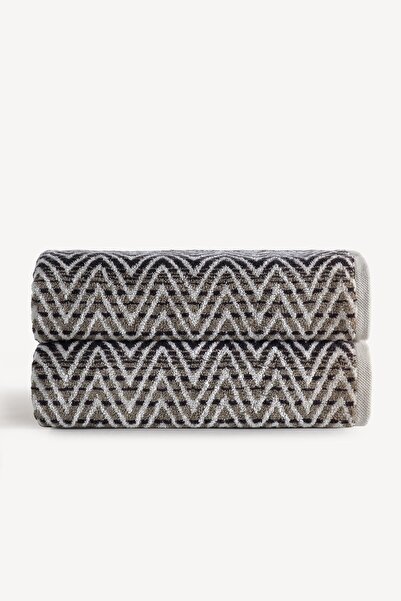 Cherx Zyon Yarn Dyed 2-Piece Bath Towel Set Stone 76X150