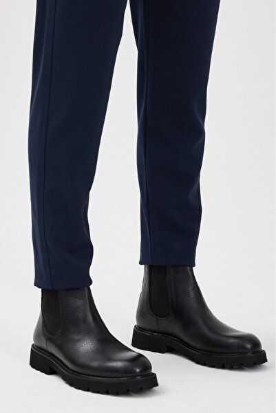 Terziayhan Μαύρες δερμάτινες μπότες χωρίς κορδόνια