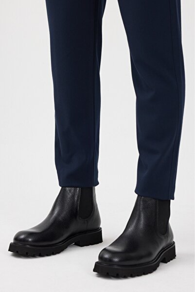 Terziayhan Μαύρες δερμάτινες μπότες χωρίς κορδόνια