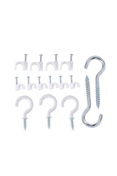 Lawazim مجموعة خطافات ومشابك كابلات - 71 قطعة بيضاء للتعليق على الحائط والسقف...