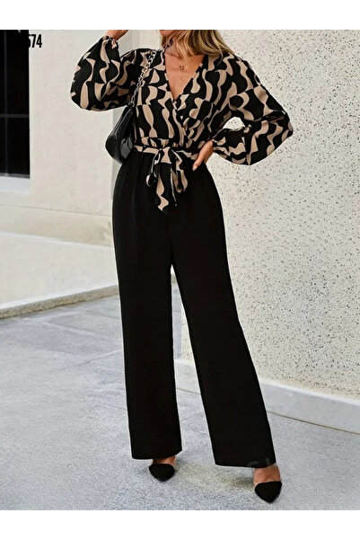 Modayakamoz Kadın Uzun Kollu Kruvaze Yaka Belden Kuşaklı Dalgıç Üst İthal Kre...