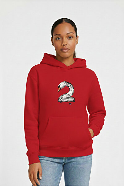 LORVEX Дамска суитшърт с качулка, 100% памук, с принт KUĞU