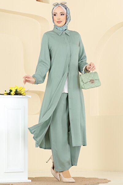 ModaMerve Gizli Düğmeli Belmando Takım 0340BG354-MS Mint