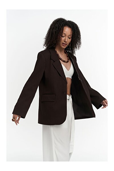 LC Waikiki Volda Collar Detail Brown Blazer