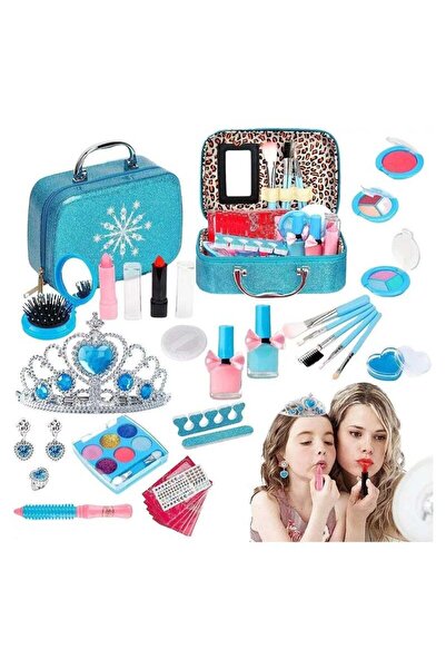 BLOOMING TIME 32 Pieces Children's Cosmetic Toy Set, Washable, Blue