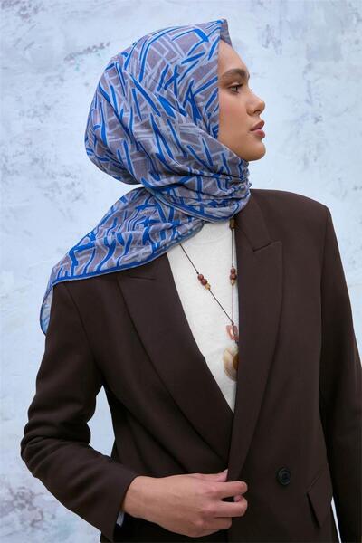 Silk Home Cotton Polyester Soft Scarf Mink Geometric Pattern 90*90