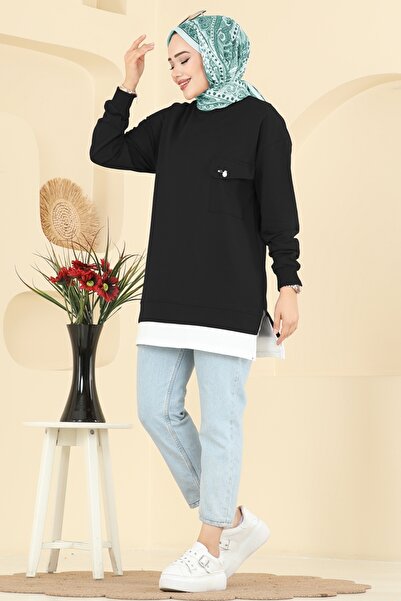 ModaMerve Cep Detaylı İki İp Tunik 2769AYD574-MS Siyah