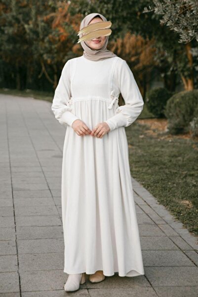 H HİJAB CENTER Ecru Lace Dress Nsr 5105