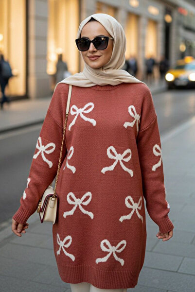 N.S NEVA STYLE Πλεκτό πουλόβερ με σχέδιο κορδέλας σολομός 8754SMN