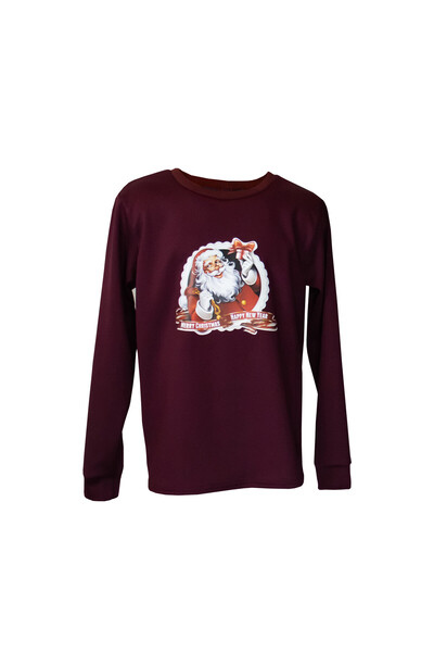 Atelier Anca Socolovschi Bluză bărbătească, vișinie, cu imprimeu Moș Crăciun,...