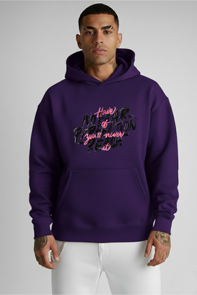 LORVEX Swea tricou Hanorac supradimensionat pentru bărbați, 100% bumbac, impr...