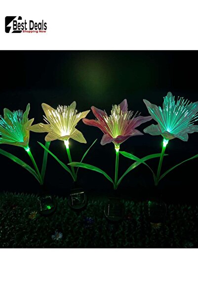Generic Set Of 2 Solar Simulation Lily Flower Decorative Lights, Adjustable Lighting Type, Colorful Lighting