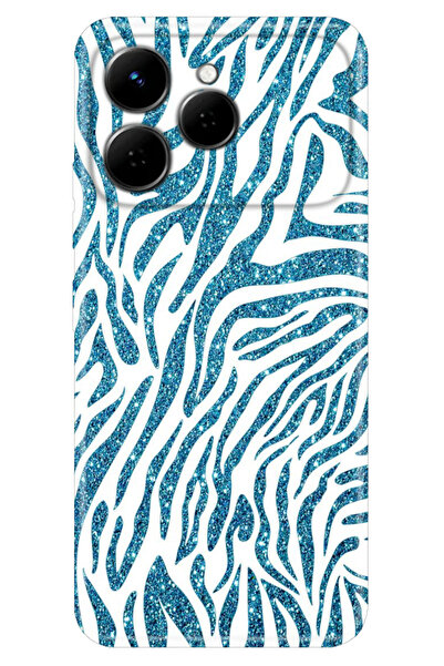 TECNO Spark 40 4G (KM5n) Kılıf Dekoratif Silikon Baskılı Kapak Parıldayan Zebra