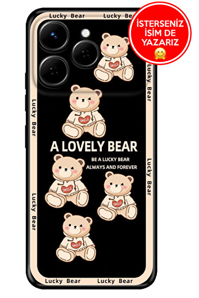 TECNO Spark 40 4G Kılıf Rubber Esnek Silikon Tam Koruma Smile Bear