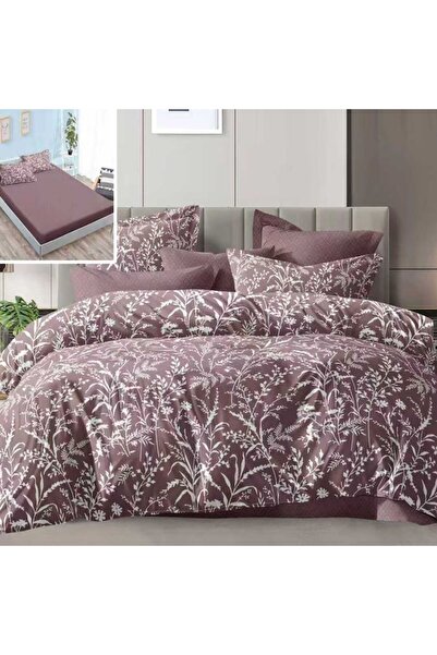 NufJoy Policoton 6-piece Double Bed Linen Set - Light Burgundy, 180x200
