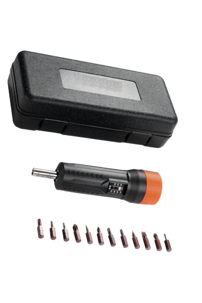 OEM Torque screwdriver with 12 magnetic bits, manual adjustment, flat head, Phillips, hexagonal, Torx