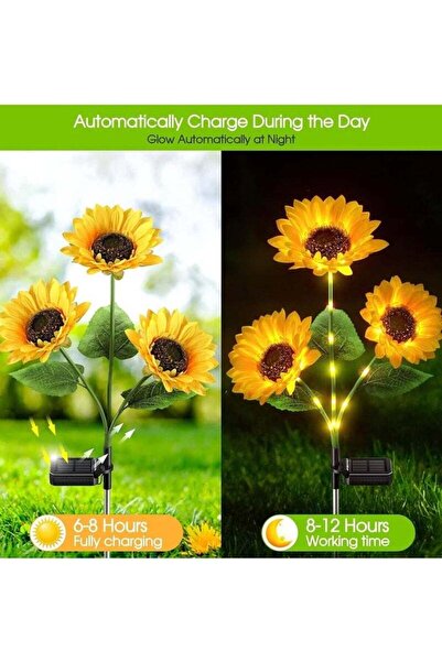 Generic 1 Set of 2 Solar Sunflower Decorative Lights, Adjustable, Warm White